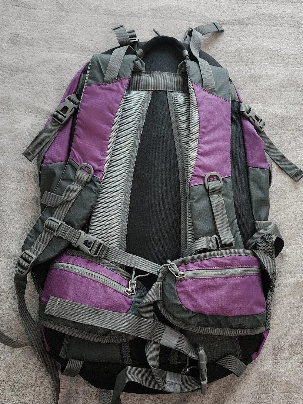 OutdoorMaster Hiking Travel Backpack 45L - w/Waterproof Cover - Purple